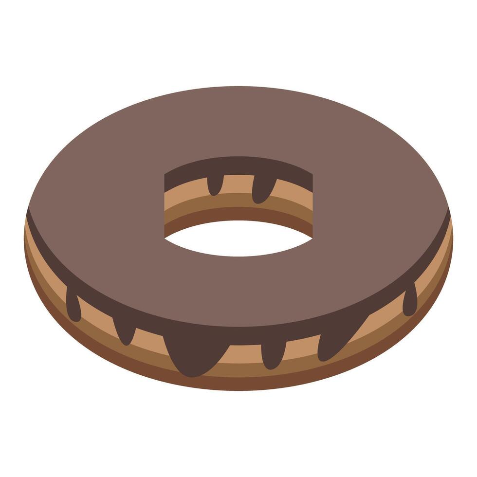 Chocolate doughnut dripping with icing on white background vector