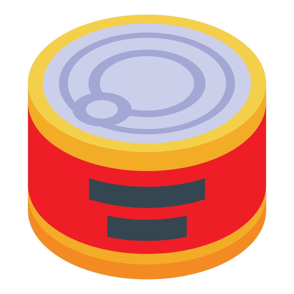 Red tin can containing food isometric illustration vector