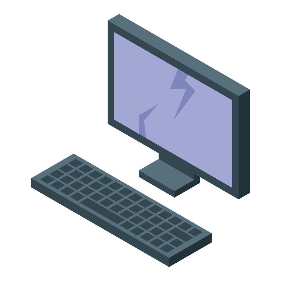Broken computer screen displaying damage from impact vector