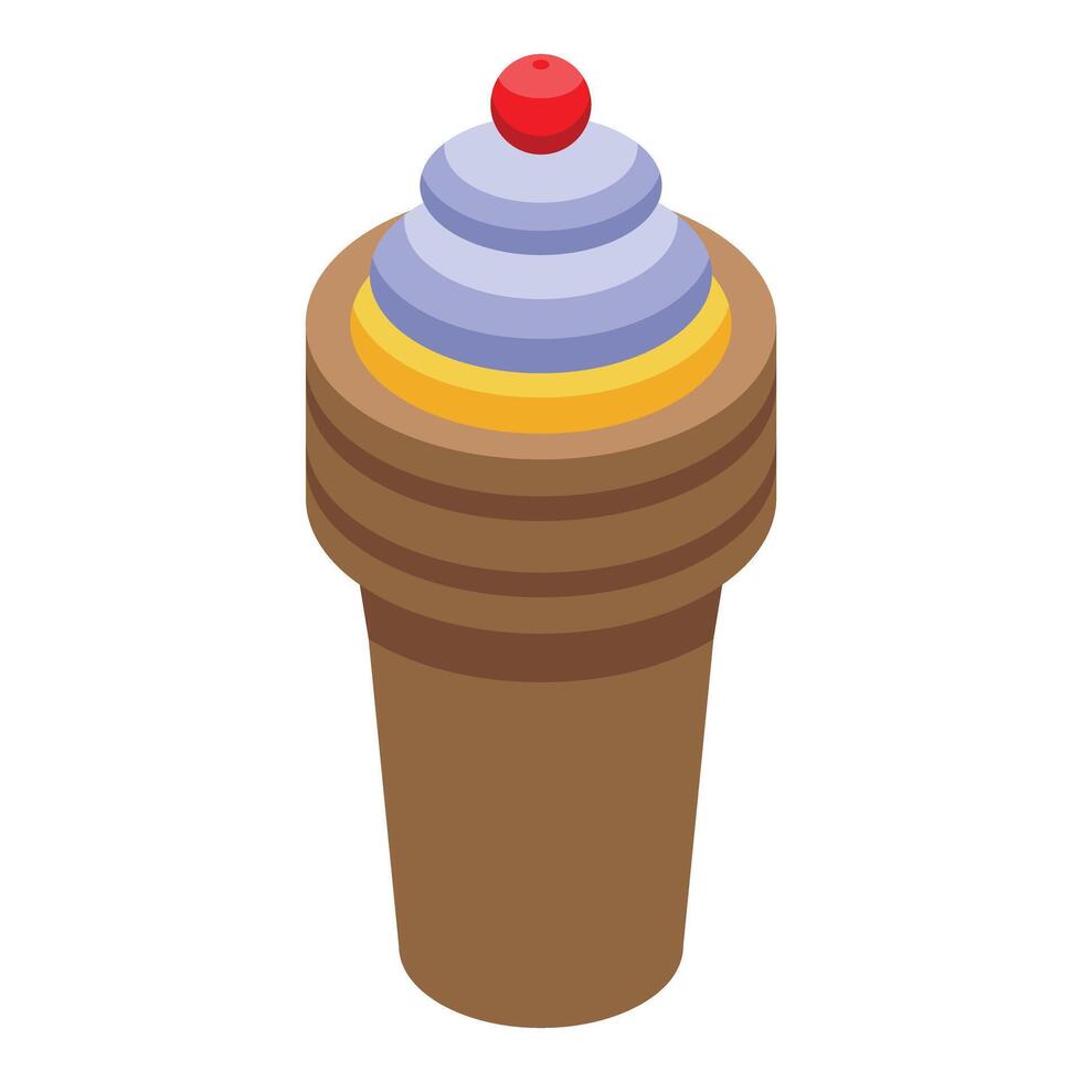Delicious ice cream cone standing on white background vector