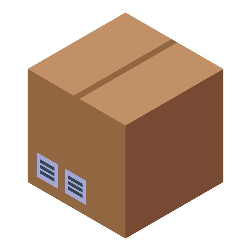 Cardboard box standing on corner with shipping label vector