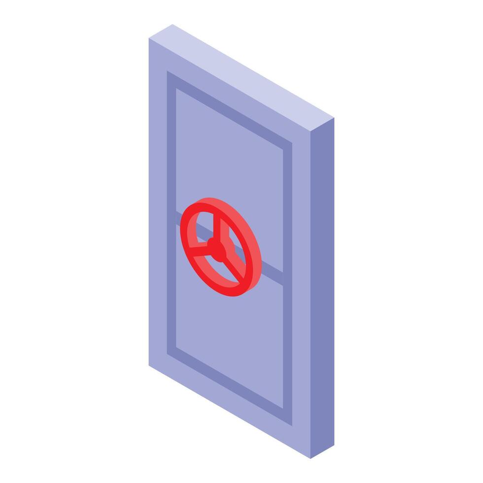 Bank vault door with red handle isometric icon vector