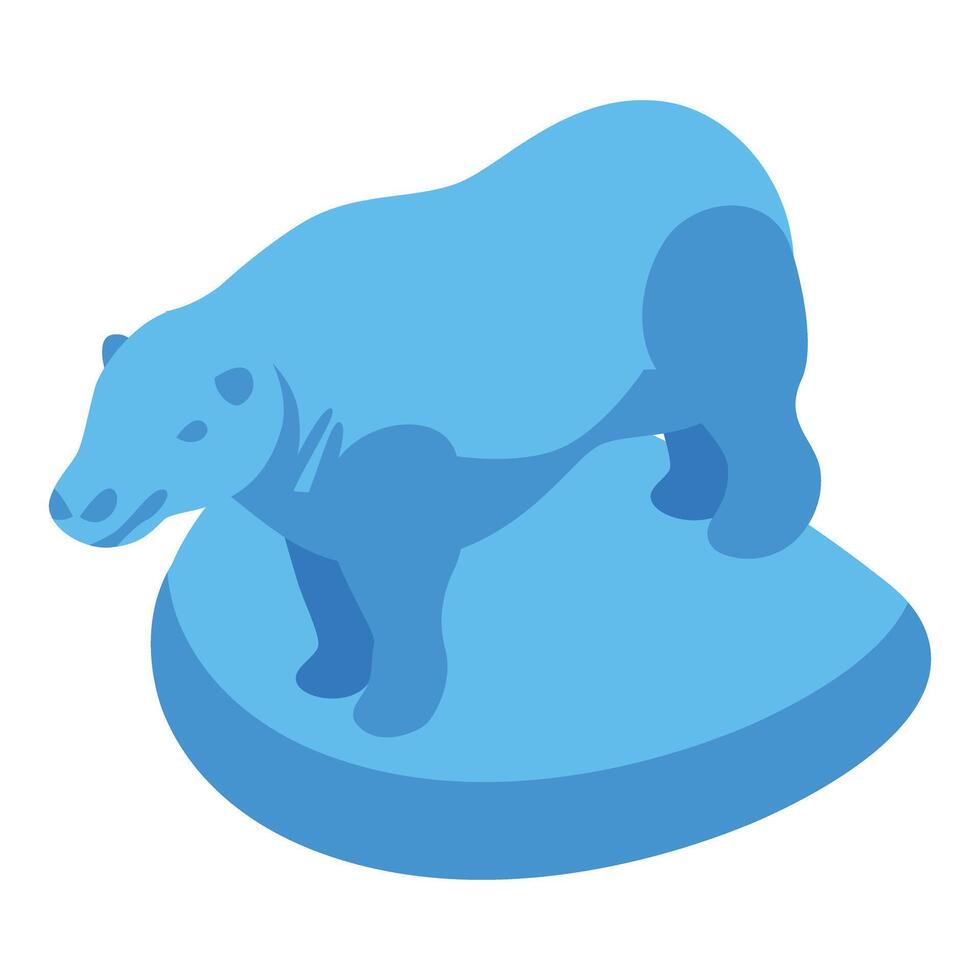 Polar bear standing on melting ice floe isometric illustration vector