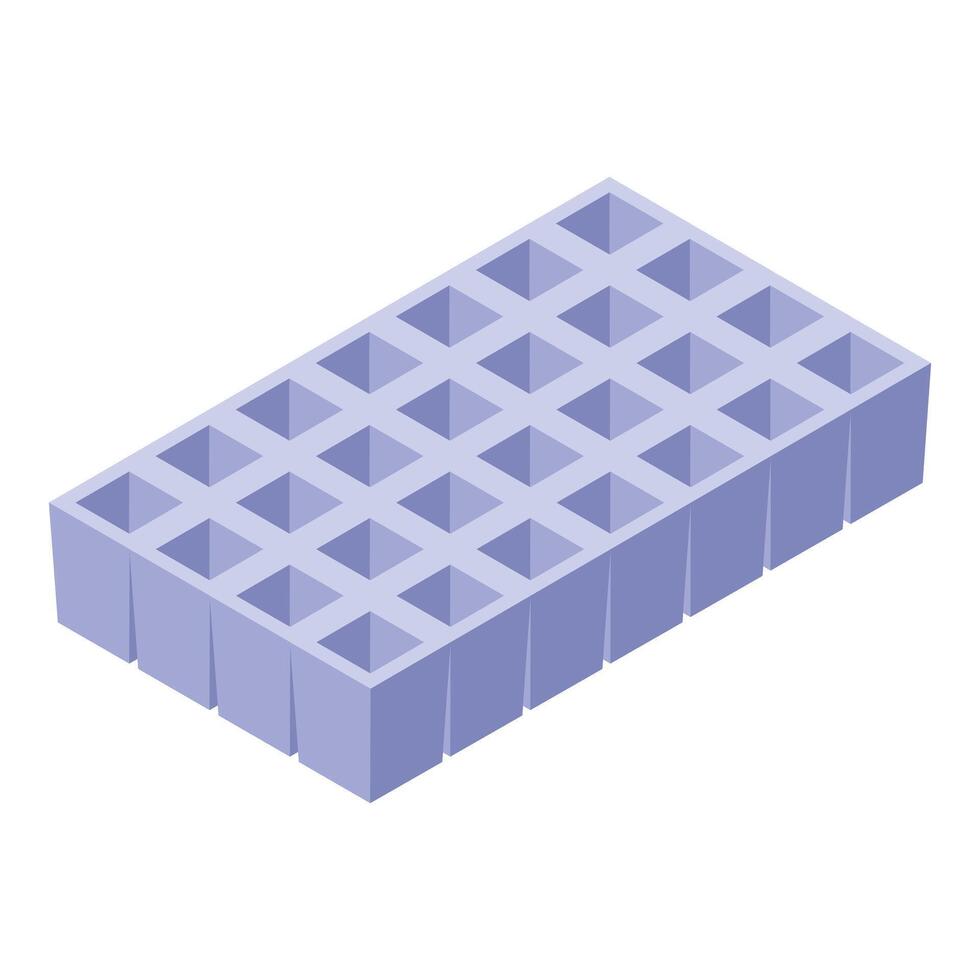 Empty plastic ice cube tray making refreshing ice cubes vector
