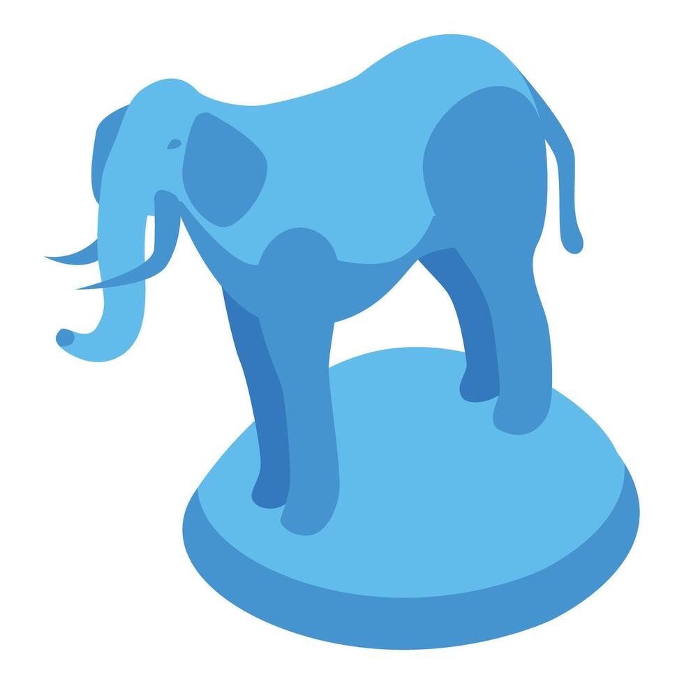Blue elephant statue standing on a pedestal vector