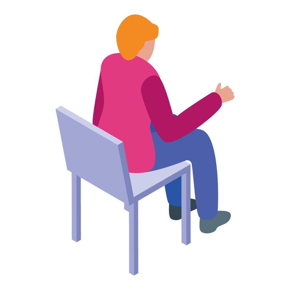 Businessman sitting backwards on chair gesturing while talking vector