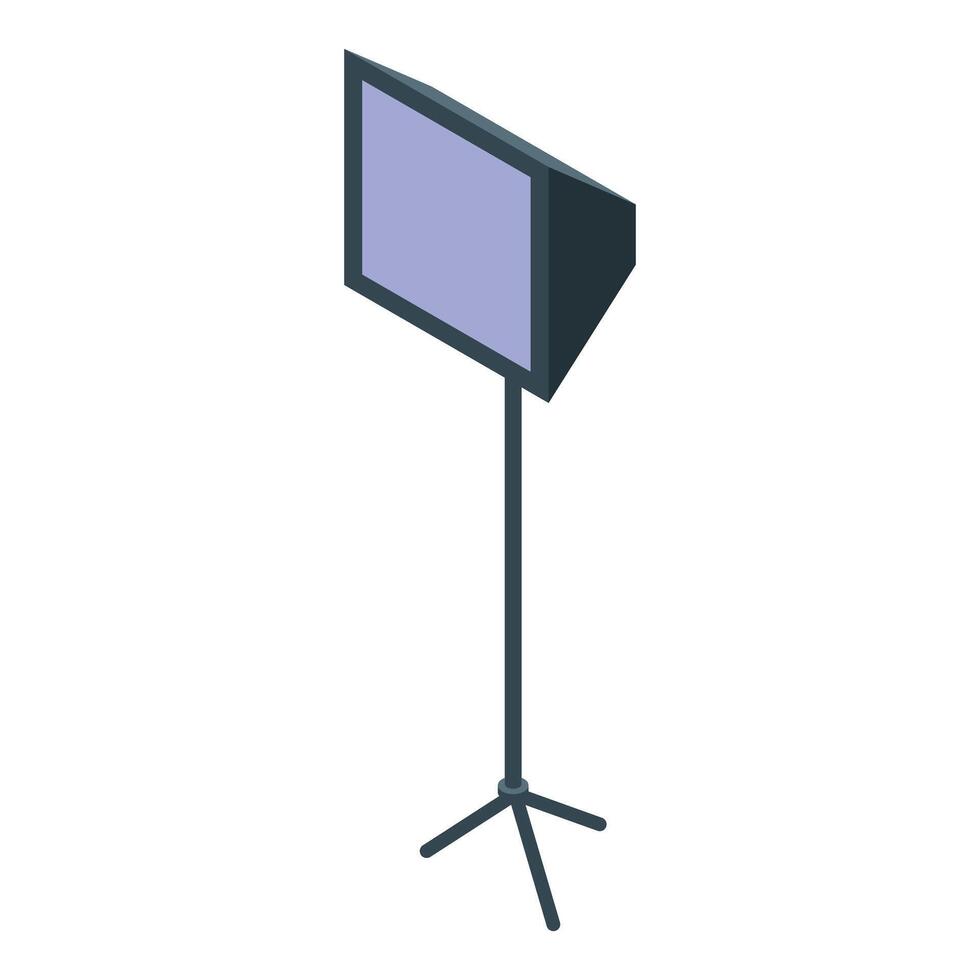 Professional studio light standing on tripod illuminating set vector