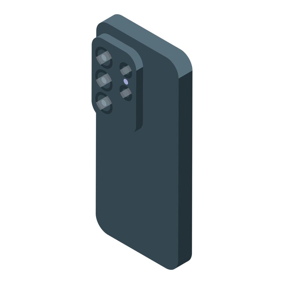Modern smartphone having four cameras isometric view vector