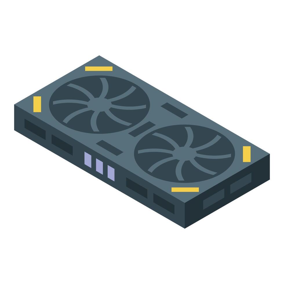 Powerful gaming graphics card cooling system isometric view vector