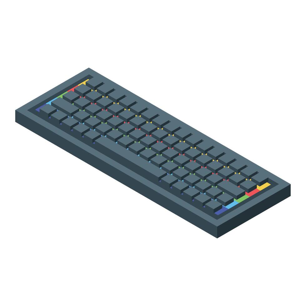 Modern keyboard showing isometric projection from above vector