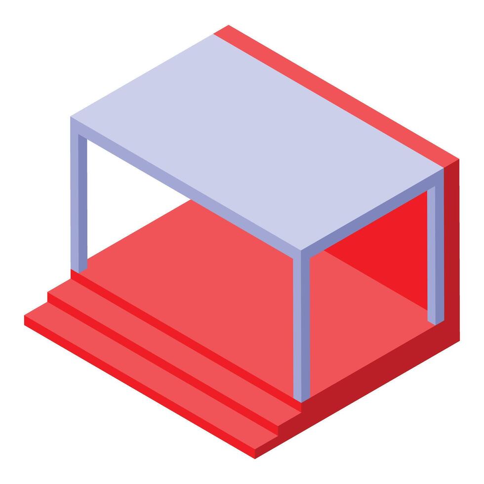 Modern outdoor stage with red carpet stairs being constructed vector
