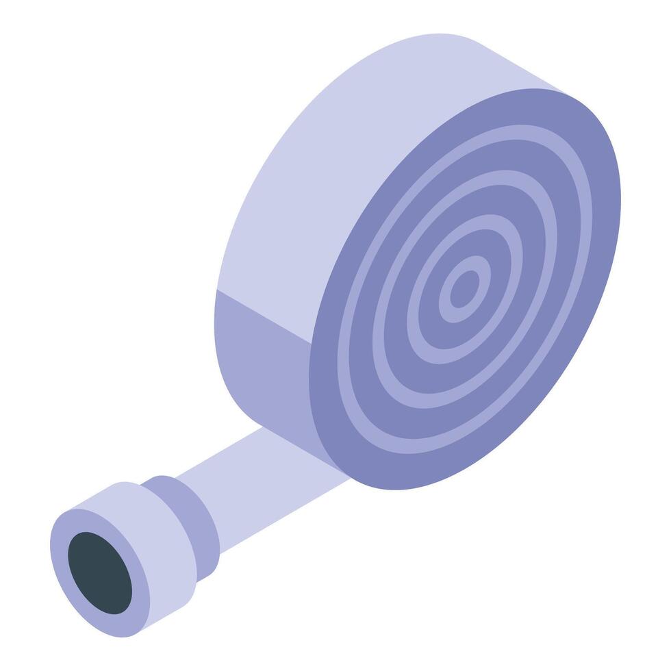 Modern fire hose showing isometrically with nozzle for firefighting vector