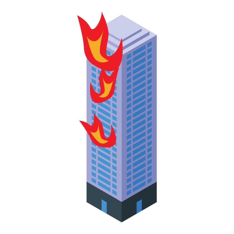 Modern skyscraper is burning with bright flames vector