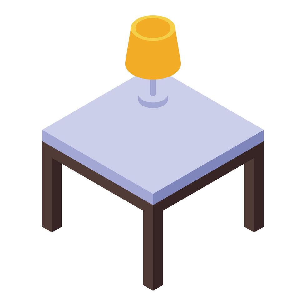 Square table lamp standing on top isometric icon vector