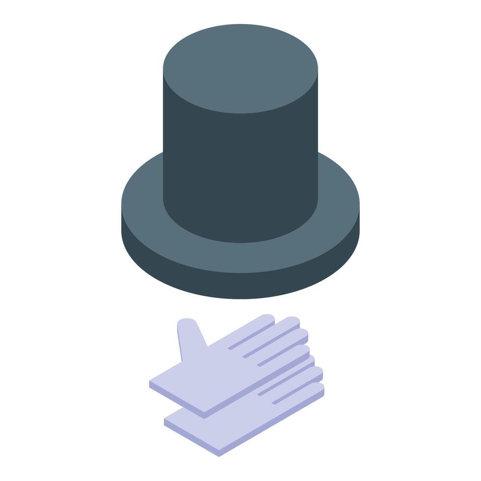 Magician is showing focus with hat and gloves illusionist trick vector