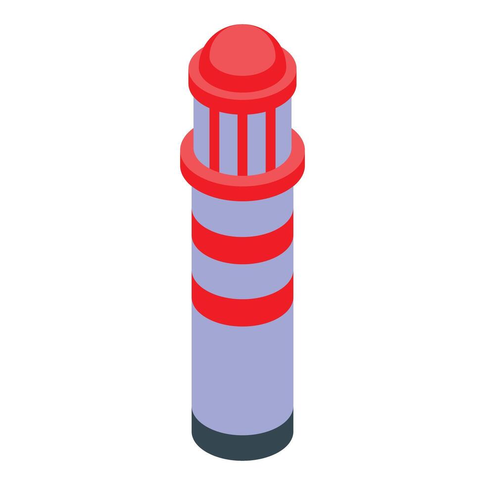Red and white lighthouse emitting light in the dark guiding ships safely to the shore vector