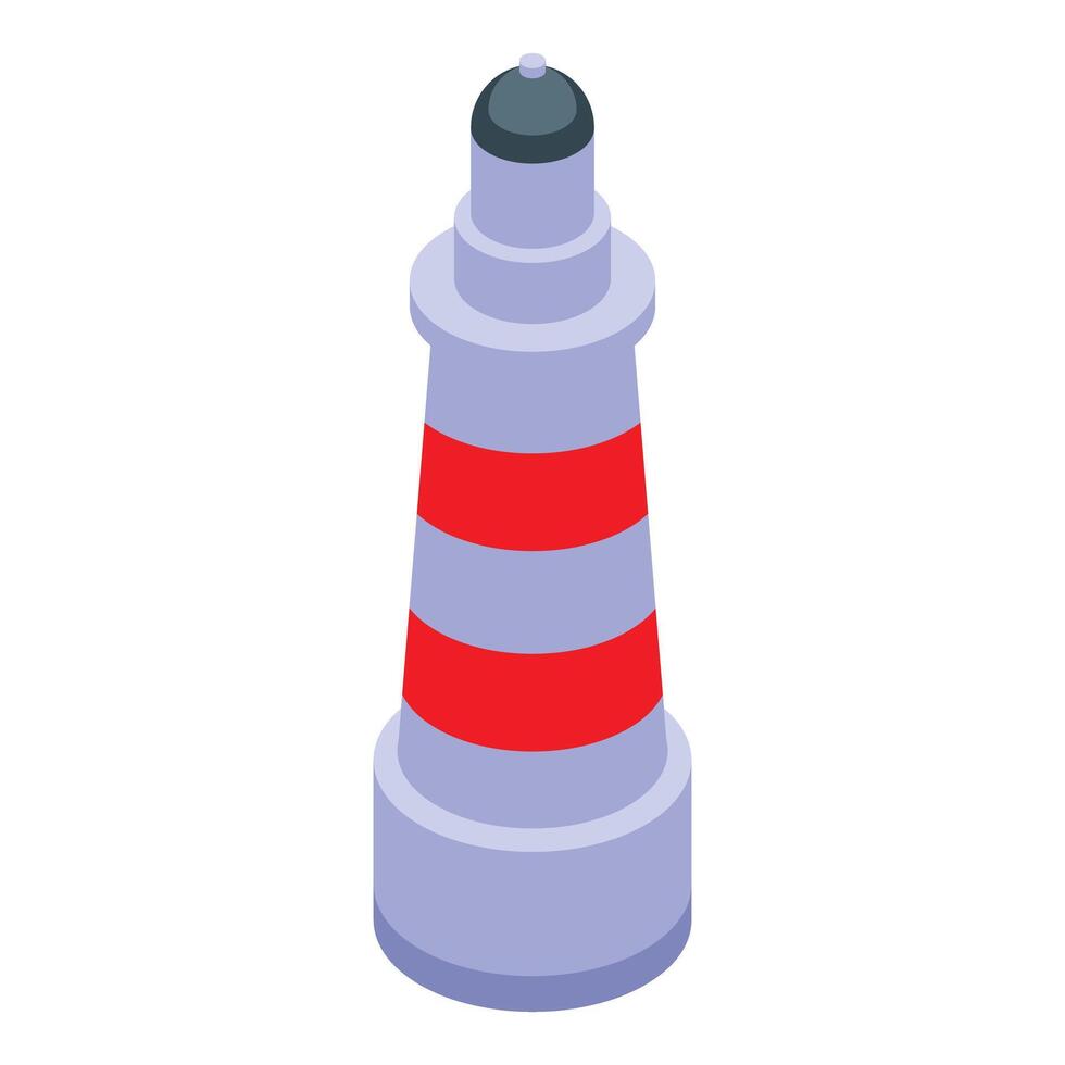 Classic red and white lighthouse guiding ships at sea vector