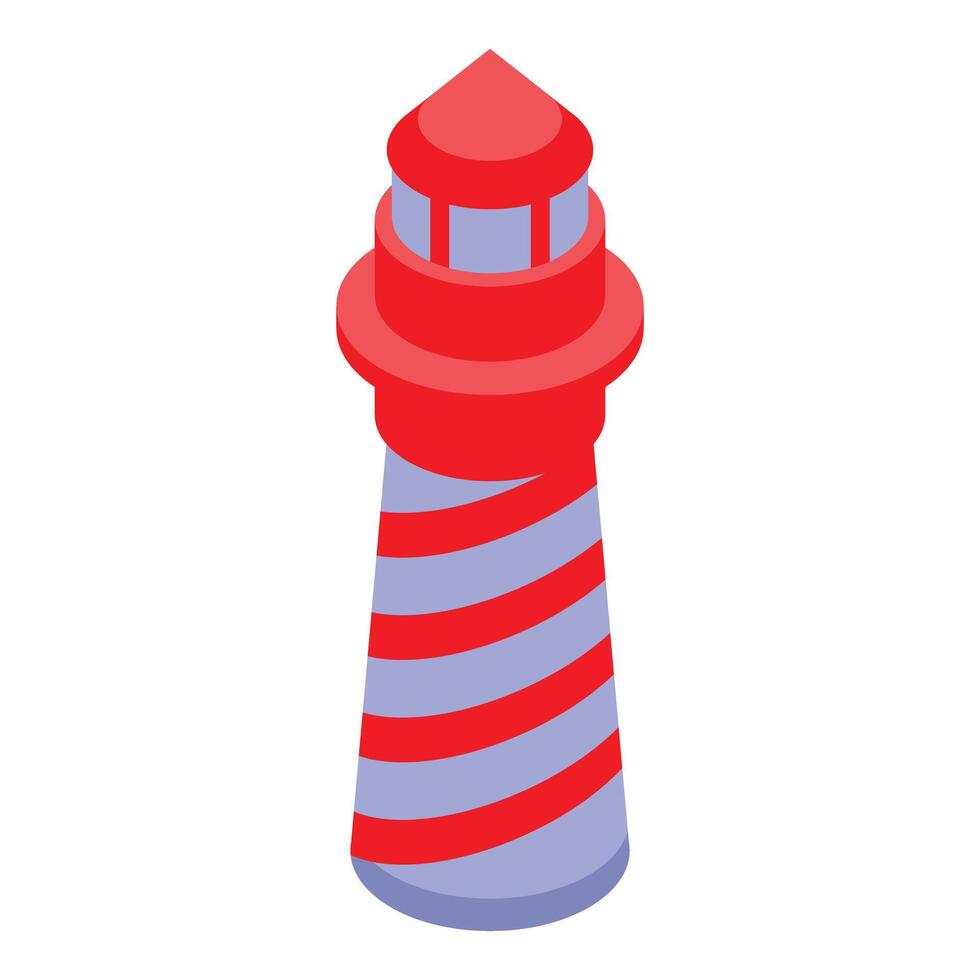 Isometric red and white lighthouse standing on a white background vector
