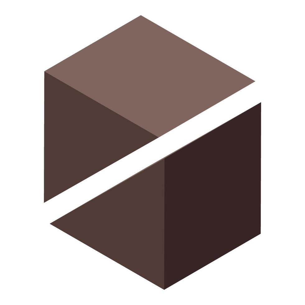 Brown hexagon shape splitting creating negative space vector