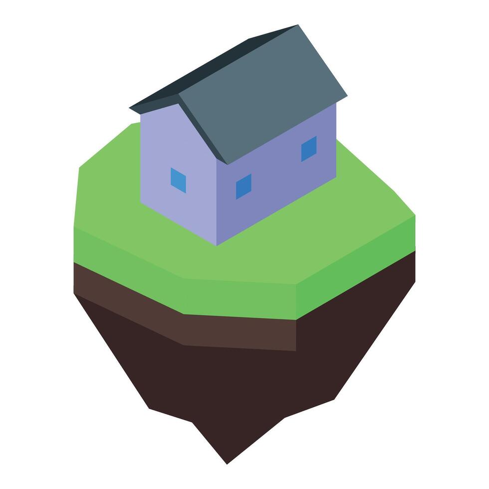 Isometric house floating on island representing metaverse vector
