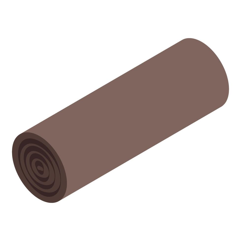Brown linoleum roll lying obliquely isometric view vector