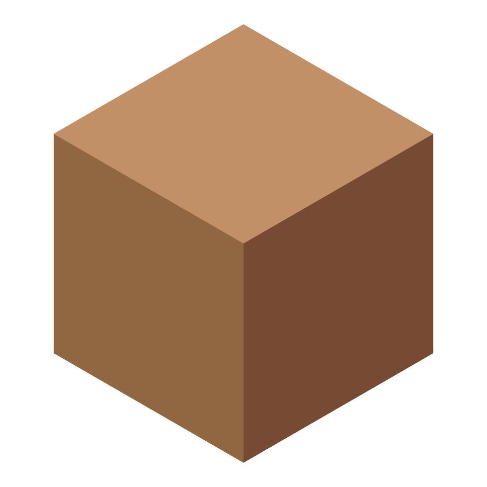 Brown cube floating in white space isometric illustration vector