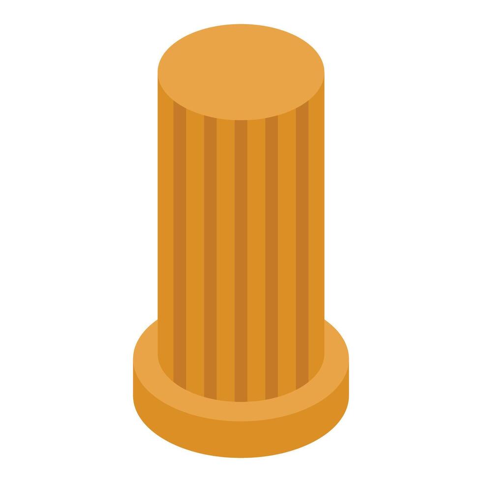 Golden greek column standing strong isometric view vector