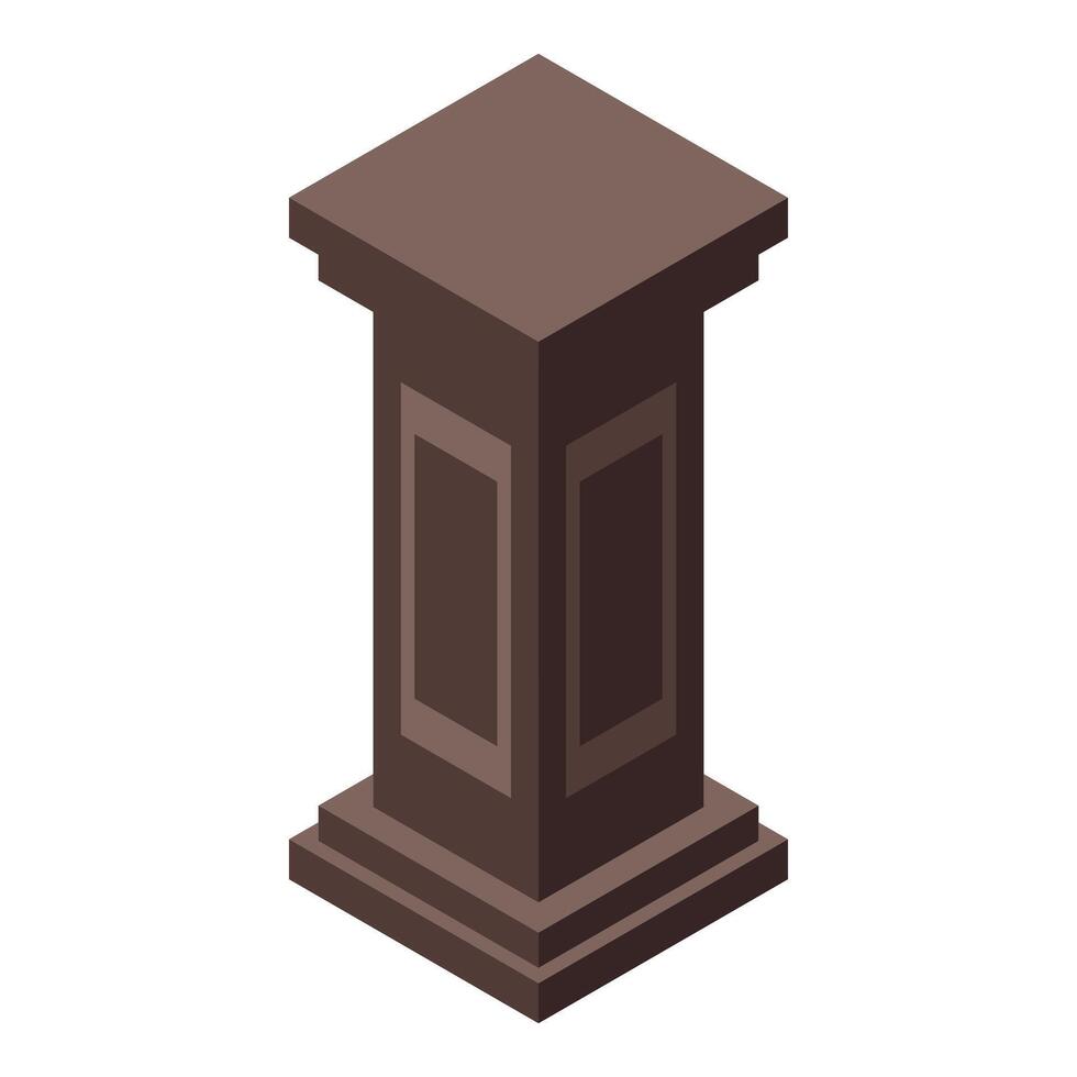 Ancient column standing tall in isometric view vector