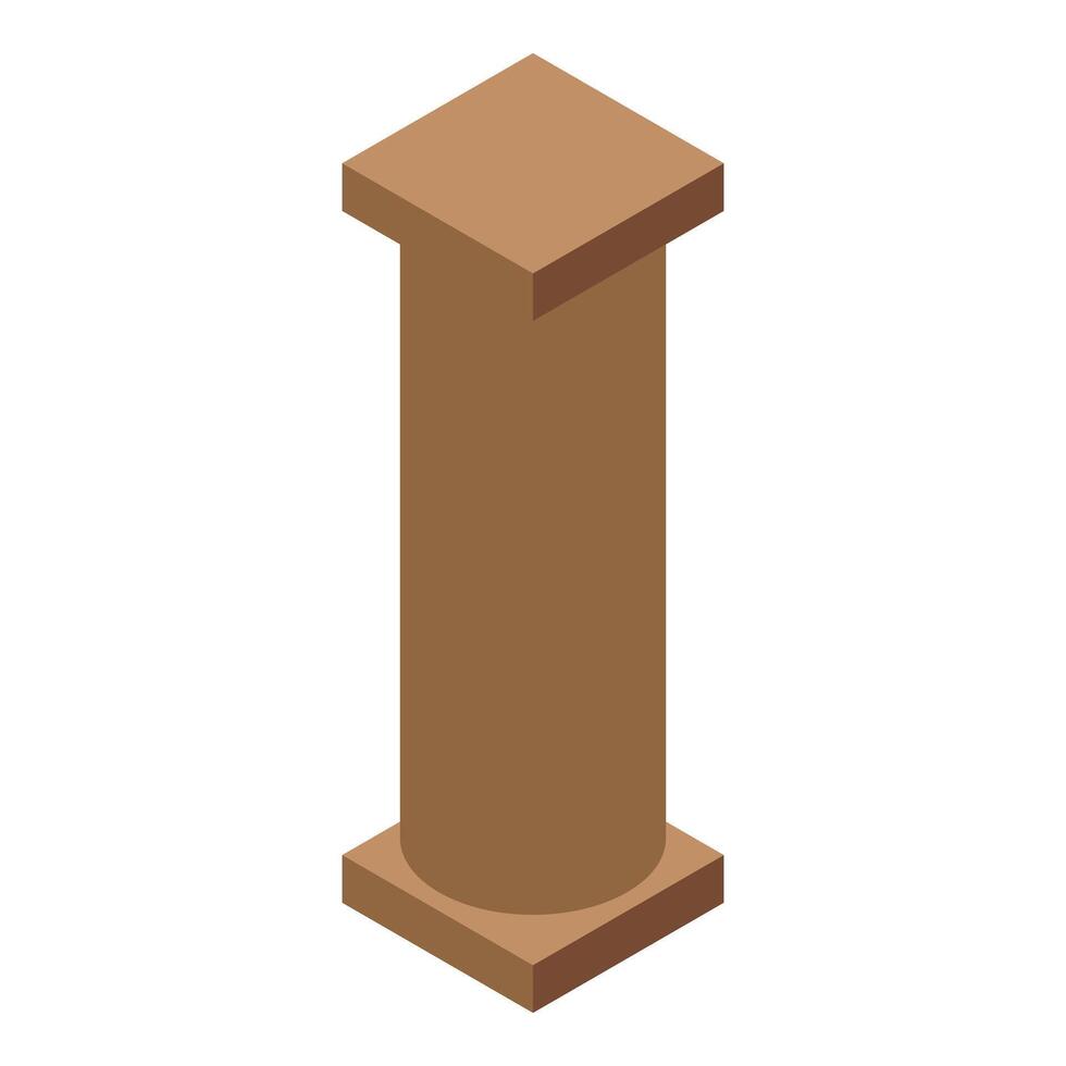 Brown ancient column standing on square pedestal vector