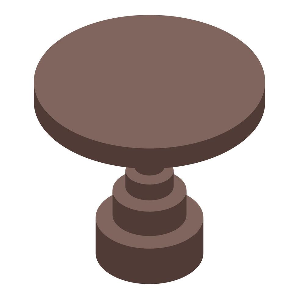 Round table standing on three cylindrical legs isometric illustration vector