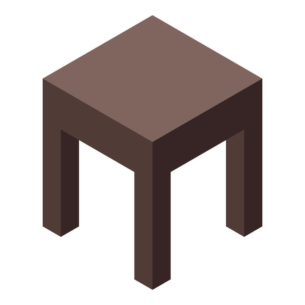 Brown stool isometric object representing furniture for sitting vector
