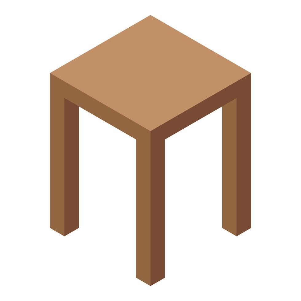 Wooden stool standing on four legs isometric icon vector