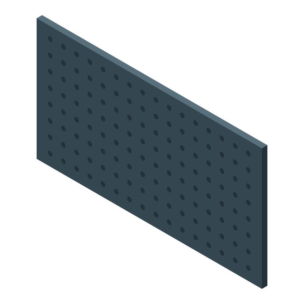 Dark grey pegboard organizing office equipment isometric view vector