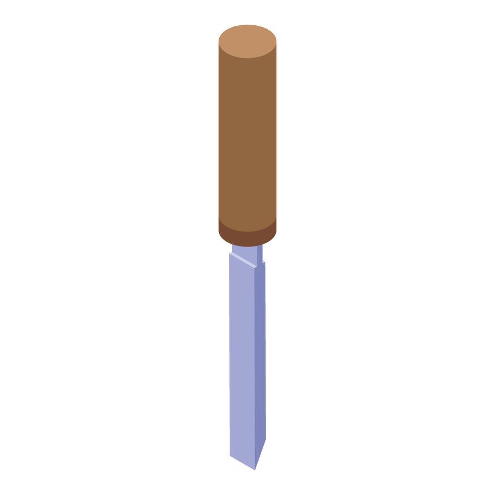 Wood chisel with wooden handle for carpentry works vector