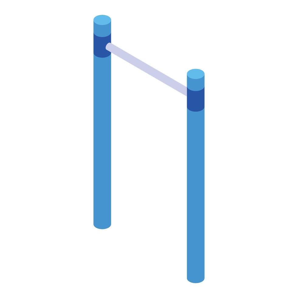Blue metal horizontal bar for outdoor workout isometric view vector