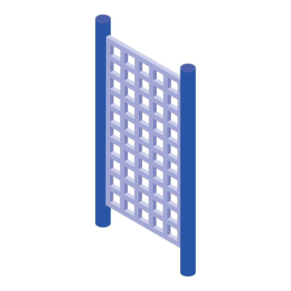 Blue metal wire mesh on two poles isometric 3d style vector