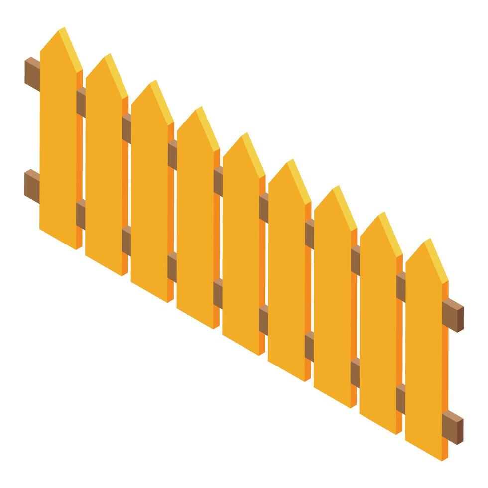 Yellow picket fence standing tall and strong in isometric view vector
