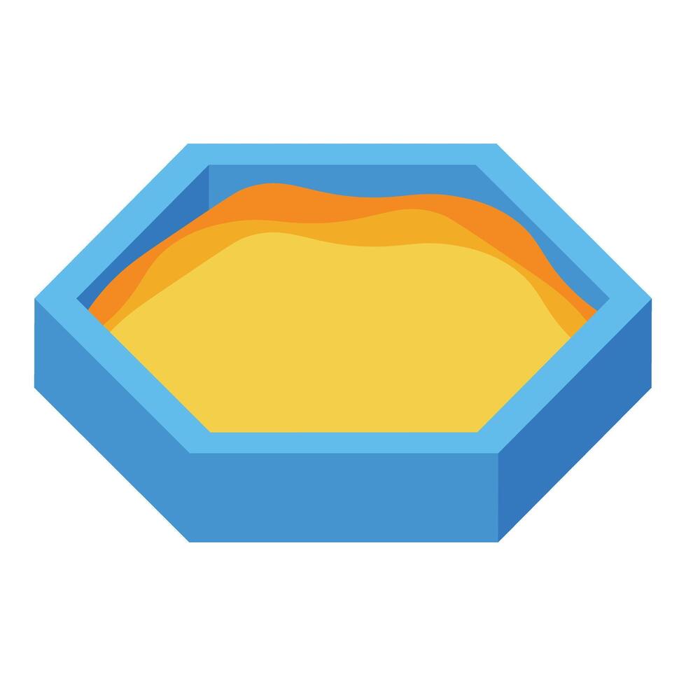 Blue hexagonal sandbox filled with sand for children playing vector