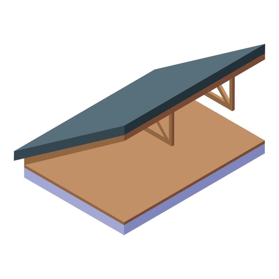 Modern wooden canopy roof covering platform isometric icon vector
