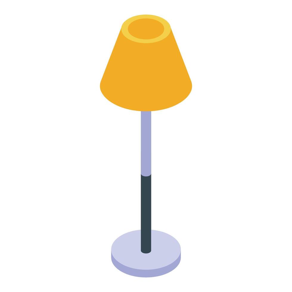 Yellow floor lamp standing on the floor isometric view vector