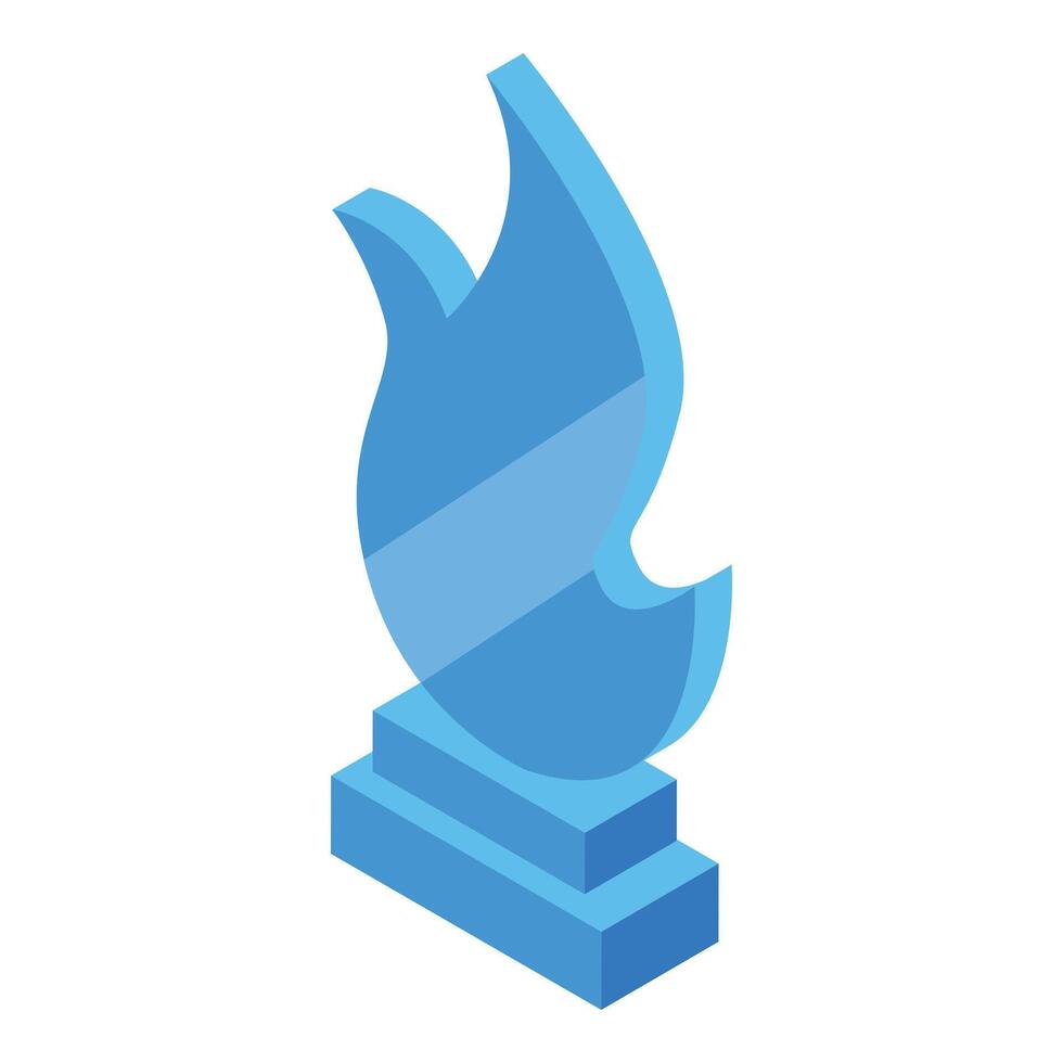 Blue glass trophy is standing on a pedestal and representing the concept of success vector
