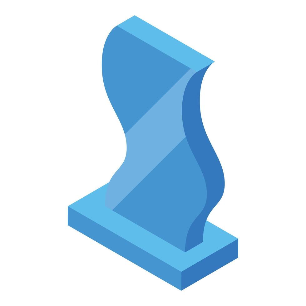 Modern blank glass tombstone standing on cemetery ground vector