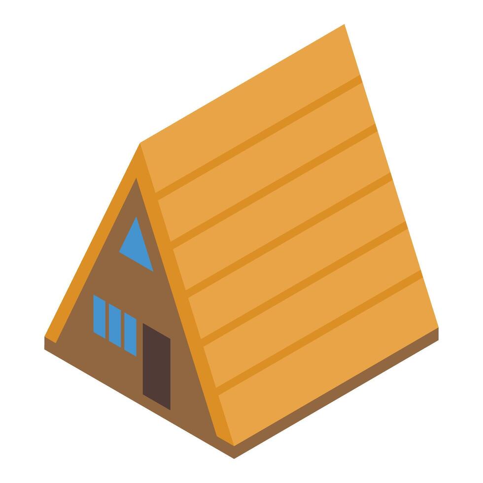 Isometric wooden hut building representing camping vector