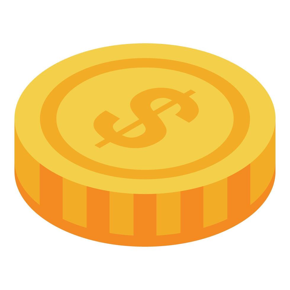 Big golden coin isometric style with dollar sign vector
