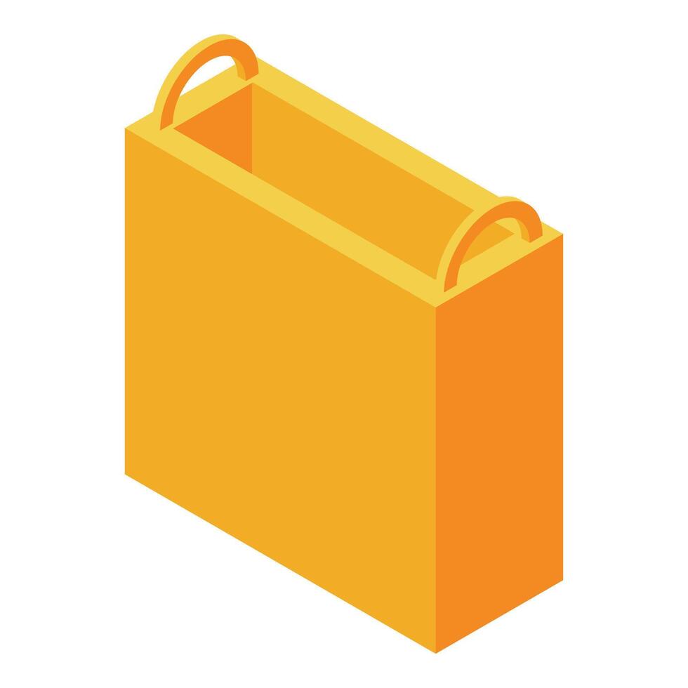 Empty orange open container box with handles isometric view vector