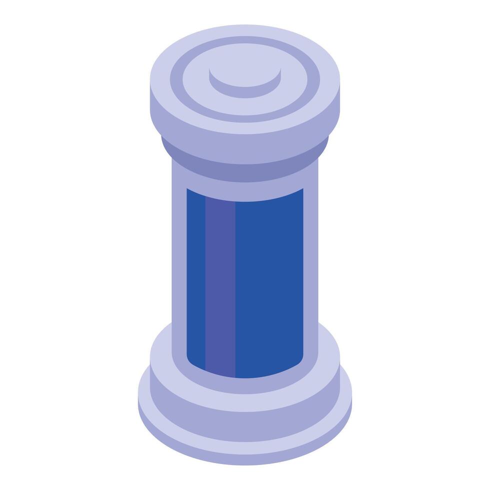 Magic column glowing with blue light isometric illustration vector