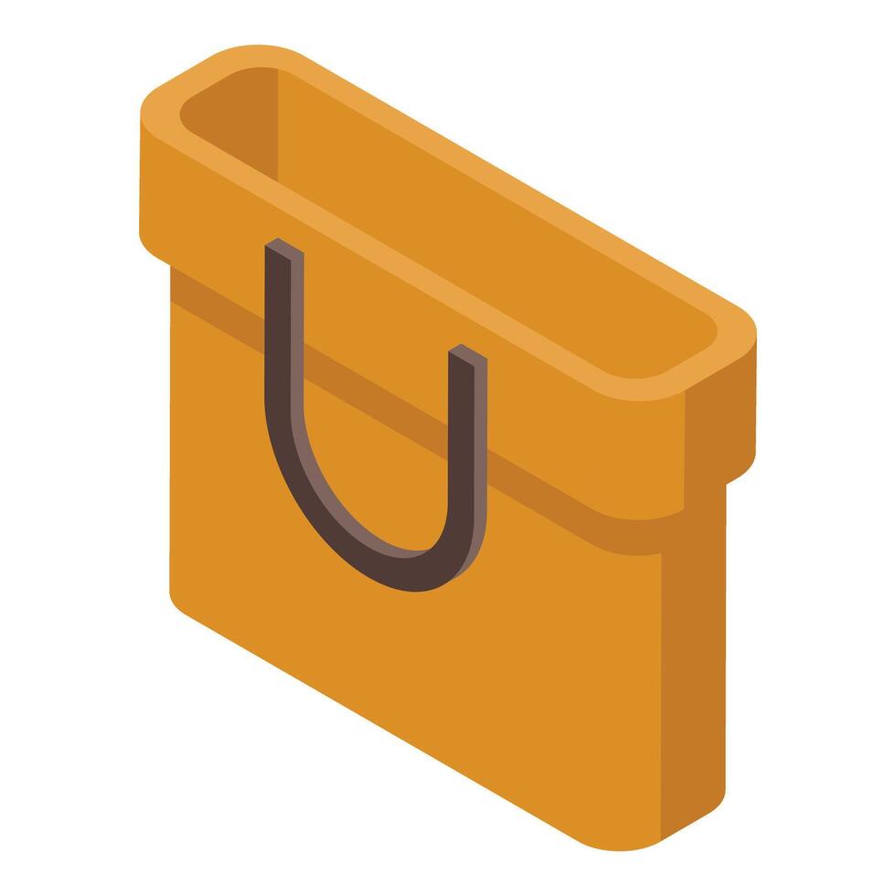 Yellow shopping bag isometric icon showing consumerism vector