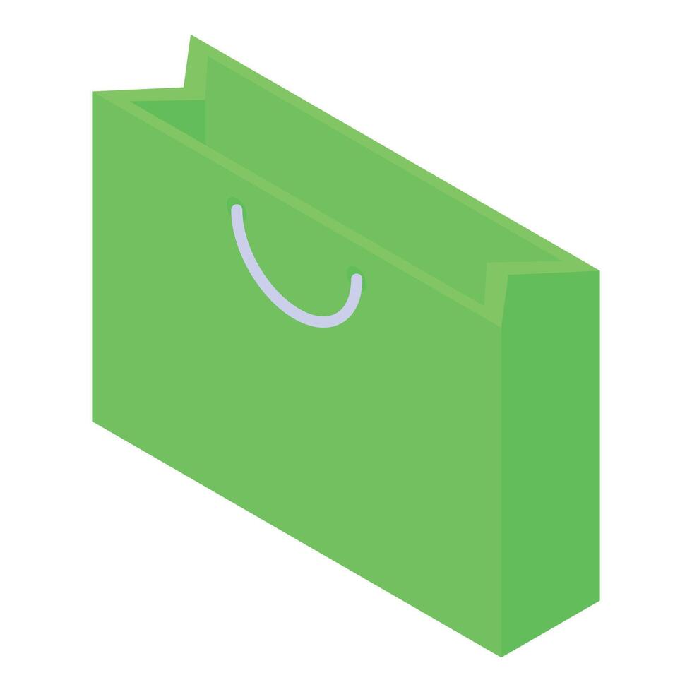 Green shopping paper bag isometric view vector