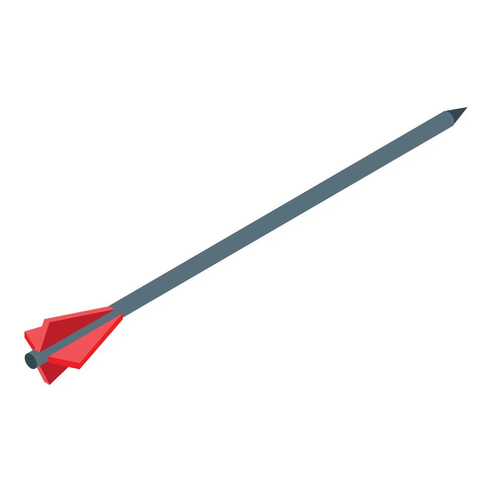 Long hunting arrow isometric icon showing archery and sport vector