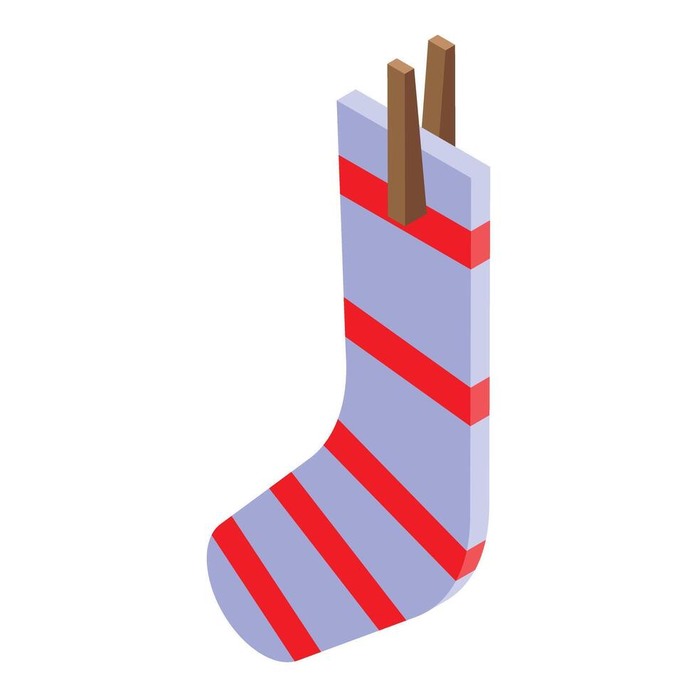 Christmas stocking is hanging and waiting to be filled with gifts vector